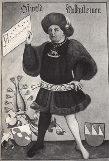 Oswald von Wolkenstein in spätmittelalterlicher Kleidung