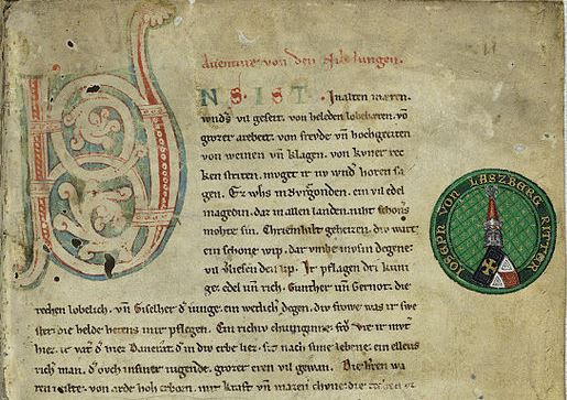 Der Anfang des Nibelungenliedes in Manuskript C, um 1220-1250